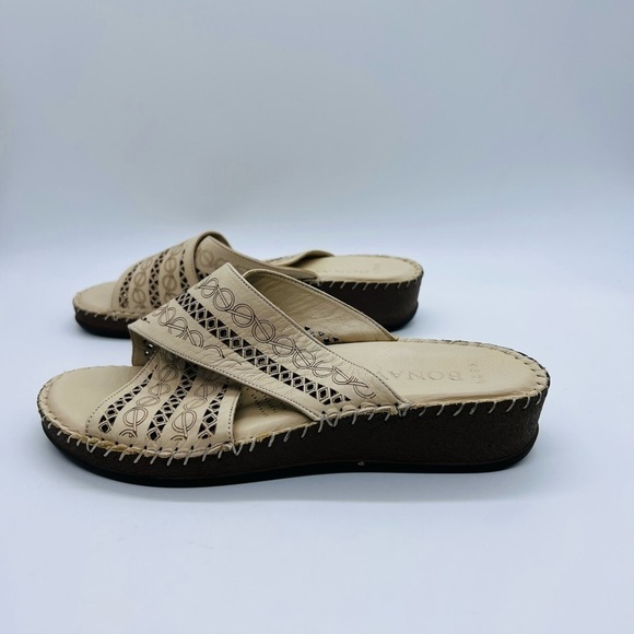 BONAVI WOMENS SLIP ON TAN LEATHER SANDALS SIZE 10 - Picture 2 of 11